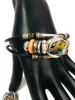 NFL Fashion Snap Jacksonville Jaguars Logo Leather Bracelet  With 2 Charms For Football Fans