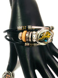 NFL Fashion Snap Jacksonville Jaguars Logo Leather Bracelet  With 2 Charms For Football Fans