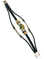 NFL Fashion Snap Jacksonville Jaguars Logo Leather Bracelet  With 2 Charms For Football Fans