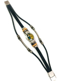 NFL Fashion Snap Jacksonville Jaguars Logo Leather Bracelet  With 2 Charms For Football Fans