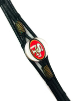 NFL Fashion Snap San Francisco 49ers Logo Leather Bracelet  With 2 Charms For Football Fans