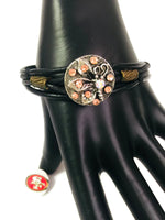 NFL Fashion Snap San Francisco 49ers Logo Leather Bracelet  With 2 Charms For Football Fans