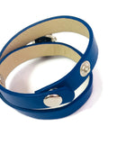 Brilliant Blue Love Hope Happiness Snap Jewelry Wrap Around Leather Bracelet Set With 2 Charms