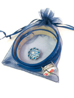 Brilliant Blue Love Hope Happiness Snap Jewelry Wrap Around Leather Bracelet Set With 2 Charms