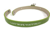 Olive Love Hope Happiness Fashion Snap Jewelry Wrap Around Leather Bracelet Set With 2 Charms