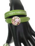 Olive Love Hope Happiness Fashion Snap Jewelry Wrap Around Leather Bracelet Set With 2 Charms