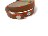 Sepia Brown Love Hope Happiness Fashion Snap Jewelry Wrap Around Leather Bracelet Set With 2 Charms
