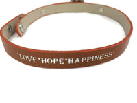 Sepia Brown Love Hope Happiness Fashion Snap Jewelry Wrap Around Leather Bracelet Set With 2 Charms