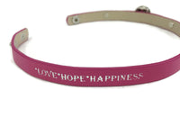 Pink Peace Love Hope Happiness Fashion Snap Jewelry Wrap Around Leather Bracelet Set With 2 Charms