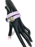 Purple Angel Love Hope Happiness Fashion Snap Jewelry Wrap Around Leather Bracelet Set With 2 Charms