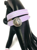 Purple Angel Love Hope Happiness Fashion Snap Jewelry Wrap Around Leather Bracelet Set With 2 Charms