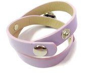 Purple Angel Love Hope Happiness Fashion Snap Jewelry Wrap Around Leather Bracelet Set With 2 Charms