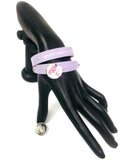 Purple Angel Love Hope Happiness Fashion Snap Jewelry Wrap Around Leather Bracelet Set With 2 Charms