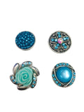 Blue / Turquoise Lot Of 4 Rhinestone Charms 18MM - 20MM Snap