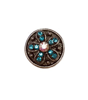 Blue / Turquoise Lot Of 4 Rhinestone Charms 18MM - 20MM Snap