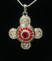 Ruby Red Fashion Snap Jewelry Necklace Bracelet Set Plus 4 Charms Beautiful & Classy