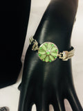 Green Peace Fashion Snap Jewelry Necklace Bracelet Set Plus 4 Charms Beautiful & Classy