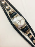 Peace and Diamonds Fashion Snap Jewelry Leather Bracelet Set With 2 Charms Modern And Classy