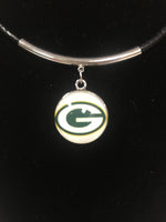 NFL Fashion Snap Green Bay Packers Logo Necklace Set With 2 Charms For Football Fans