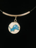 NFL Fashion Snap Jewelry Detroit Lions Logo Necklace Set With 2 Charms For Football Fans