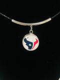 NFL Fashion Snap Jewelry Houston Texans Logo Necklace Set With 2 Charms For Football Fans