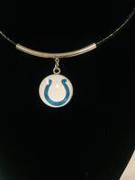 NFL Fashion Snap Indianapolis Colts Logo Necklace Set With 2 Charms For Football Fans