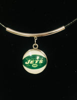 NFL Fashion Snap New York Jets Logo Necklace Set With 2 Charms For Football Fans