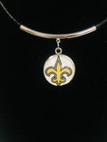 NFL Fashion Snap New Orleans Saints Logo Necklace Set With 2 Charms For Football Fans
