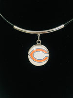 NFL Fashion Snap Chicago Bears Logo Necklace Set With 2 Charms For Football Fans
