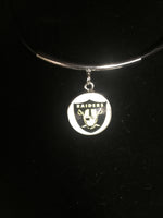 NFL Fashion Snap Oakland Raiders Logo Necklace Set With 2 Charms For Football Fans