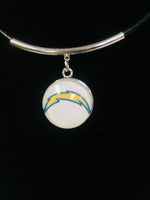 NFL Fashion Snap Jewelry Los Angeles Chargers Logo Necklace Set With 2 Charms For Football Fans