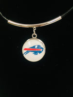 NFL Fashion Snap Jewelry Buffalo Bills Logo Necklace Set With 2 Charms For Football Fans