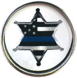 Thin Blue Line Star Badge Shield with USA Flag Support your Officer 18MM - 20MM Snap Charm