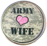 Army Wife Pink Heart Snap on 18" Leather Rope Diamond Pendant Necklace W/ Extra 18MM - 20MM Snap Charm