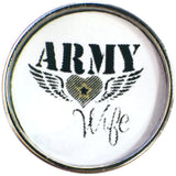 Army Wife Snap on 18" Leather Rope Diamond Pendant Necklace W/ Extra 18MM - 20MM Snap Charm