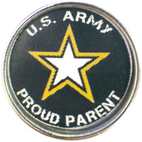 US Army Proud Parent Snap on 18" Leather Rope Diamond Pendant Necklace W/ Extra 18MM - 20MM Snap Charm