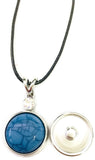 Proud Navy Family Snap on 18" Leather Rope Diamond Pendant Necklace W/ Extra 18MM - 20MM Snap Charm