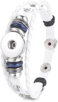 White with Blue Beads DIY Leather Bracelet Multiple Colors for 18MM - 20MM Snap Jewelry Build Your Own Unique