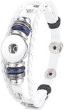 White with Blue Beads DIY Leather Bracelet Multiple Colors for 18MM - 20MM Snap Jewelry Build Your Own Unique
