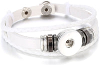 NFL Pittsburgh Steelers Bracelet Game Face &  Helmet Logo Football Fan White Leather  W/2 18MM - 20MM Snap Charms