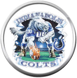 NFL Game Face Blue And Cool Horseshoe Indianapolis Colts Bracelet Brown Leather Football Fan W/2 18MM - 20MM Snap Charms