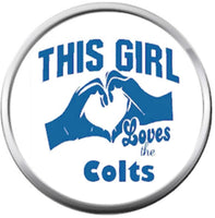NFL Horseshoe Logo And This Girl Loves Indianapolis Colts Bracelet Blue Leather Football Fan W/2 18MM - 20MM Snap Charms