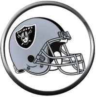NFL Oakland Raiders White Leather Bracelet W/2 Shield Helmet Logo Snap Jewelry Charms New Item