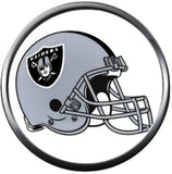 NFL Oakland Raiders Helmet Shield Silver Leather Bracelet W/2 Logo Snap Jewelry Charms New Item