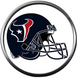 NFL Football Fan Houston Texans Blue Leather Bracelet W/ Logo And Helmet 18MM - 20MM Snap Charms