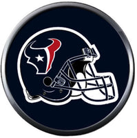 NFL Football Fan Houston Texans White Leather Bracelet W/ Blue Logo & Blue Helmet 18MM - 20MM Snap Charms