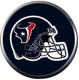 NFL Football Fan Houston Texans White Leather Bracelet W/ Blue Logo & Blue Helmet 18MM - 20MM Snap Charms