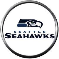 NFL Football Fan Seattle Seahawks On White Leather Bracelet W/ Superman Logo 18MM - 20MM Snap Charms