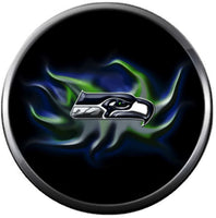 NFL Football Fan Seattle Seahawks On White Leather Bracelet W/ Logo Burst 18MM - 20MM Snap Charms