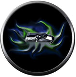 NFL Football Fan Seattle Seahawks On White Leather Bracelet W/ Logo Burst 18MM - 20MM Snap Charms